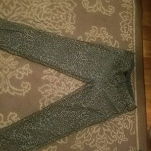 2 Jeans in 1 Denim/ Snakeskin Print Skinny Jeans